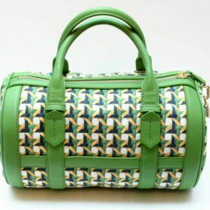 Tory Burch Riviera Leaf Green Canvas Satchel